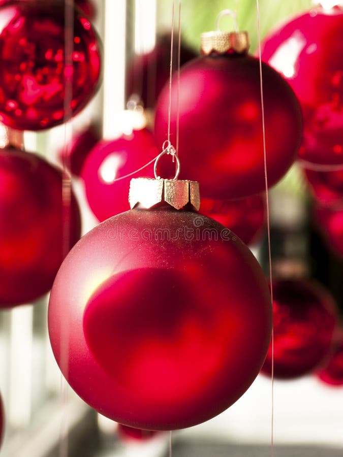 Hanging christmas baubles stock image. Image of closeup 34848159