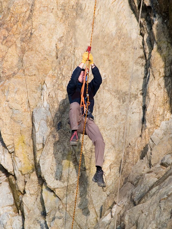 Hanging climber on the rope