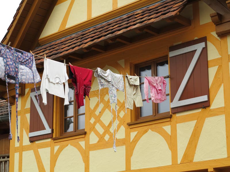 Hanging clothes at Fachwerkhaus