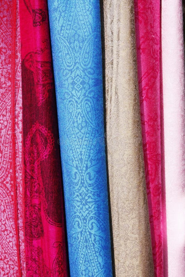 Hanging coloured materials stock image. Image of drapery 24156119