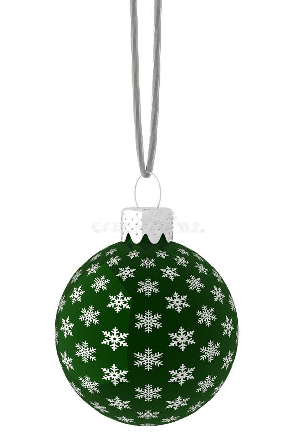 Hanging Green and Silver Snowflake Ornament