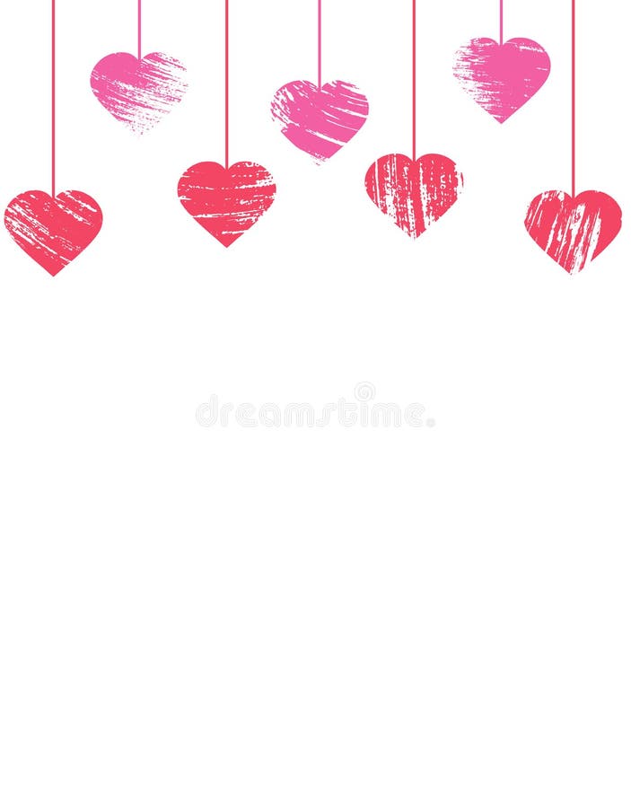 Hanging grunge hearts, great for banner, card, wallpaper for Valentine`s Day, wedding day and etc. Vertical. Vector illustration stock illustration Hanging grunge hearts, great for banner, card, wallpaper for Valentine`s Day, wedding day and etc. Vertical. Vector illustration stock illustration