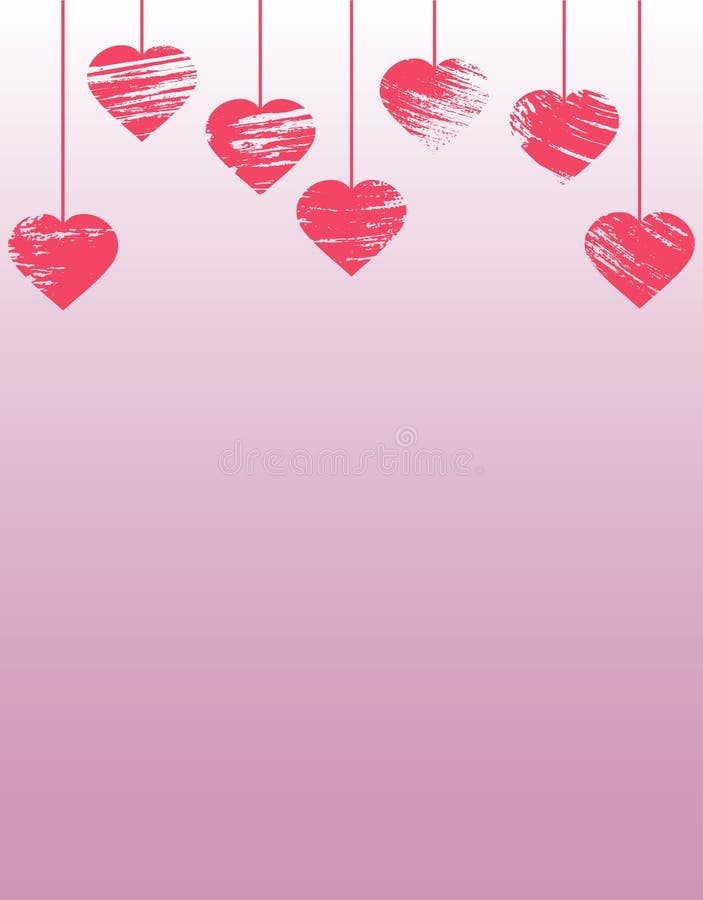 Hanging grunge hearts, great for banner, card, wallpaper for Valentine`s Day, wedding day and etc. Vertical. Vector illustration royalty free illustration Hanging grunge hearts, great for banner, card, wallpaper for Valentine`s Day, wedding day and etc. Vertical. Vector illustration royalty free illustration