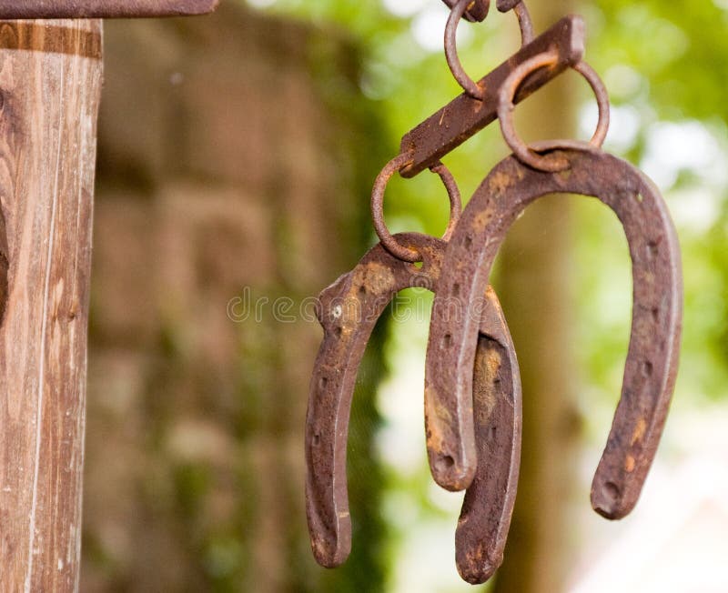 Hanging horseshoes stock photo. Image of wind, swing, shop 5512122