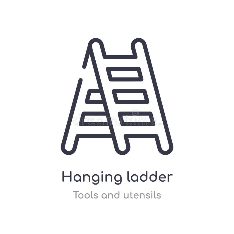 Hanging ladder outline icon. isolated line vector illustration from tools and utensils collection. editable thin stroke hanging royalty free illustration