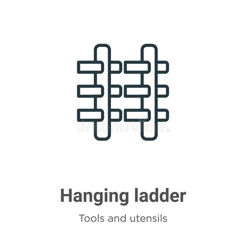 Hanging ladder outline vector icon. Thin line black hanging ladder icon, flat vector simple element illustration from editable stock illustration
