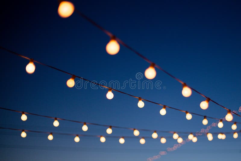 Hanging lights at night