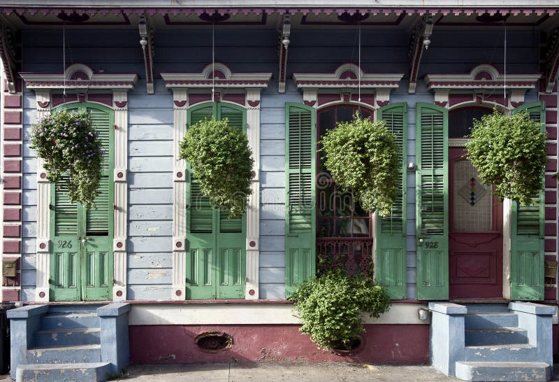 Hanging plants in front of house in New Orleans