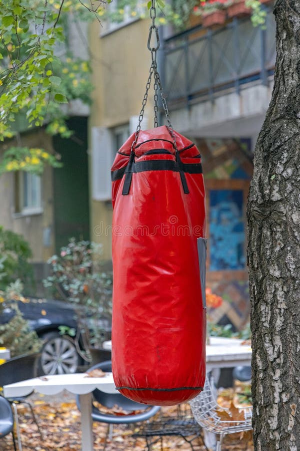 Hanging Punching Bag stock image. Image of plastic, shape 261280449