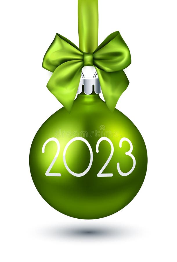 Hanging Realistic Christmas Bauble With 2023 Sign Stock Vector