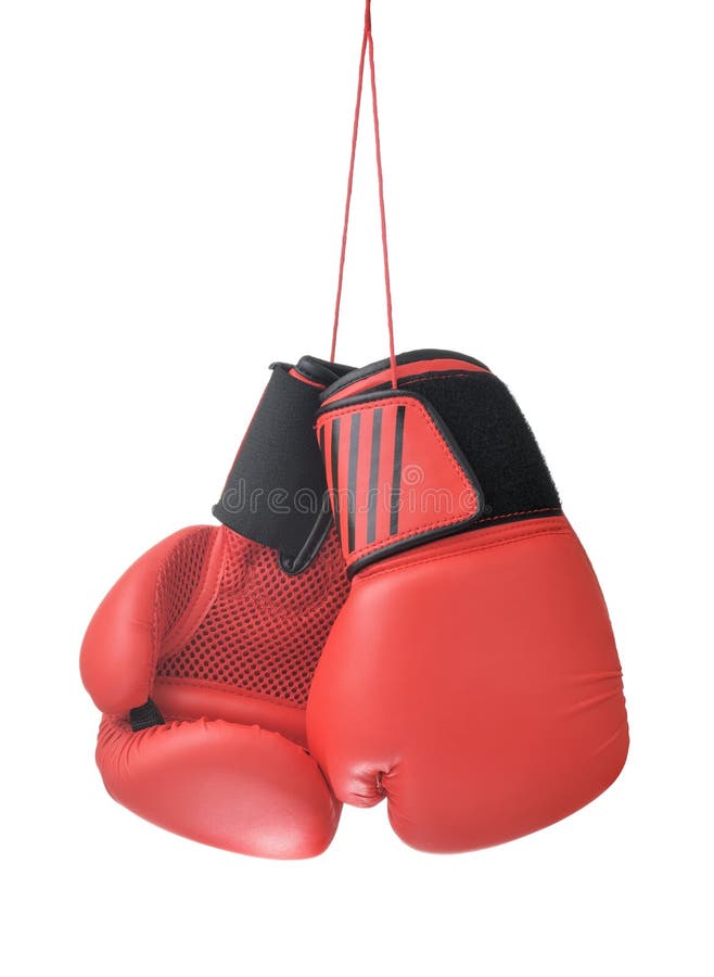 Hanging Red Leather Boxing Gloves Stock Image Image of active