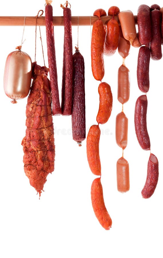 Dry hanging sausage stock image. Image of pantry, food 100262977
