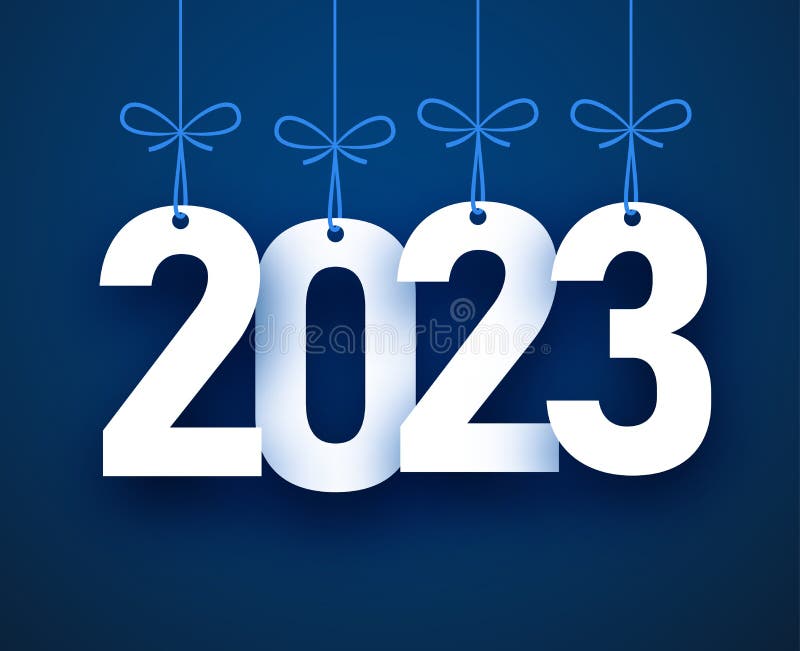 Hanging 2023 Sign on Blue Background Stock Vector Illustration of
