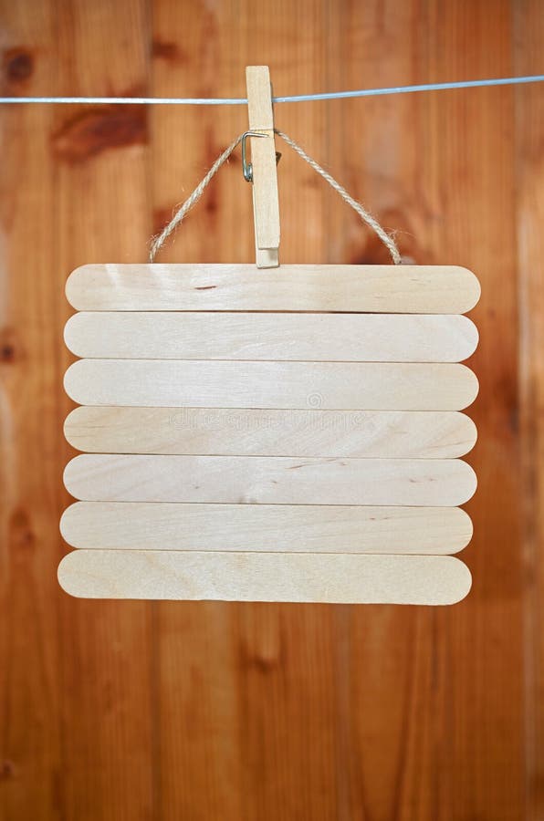 Hanging Signboard Board on Wooden Background Isolated on White