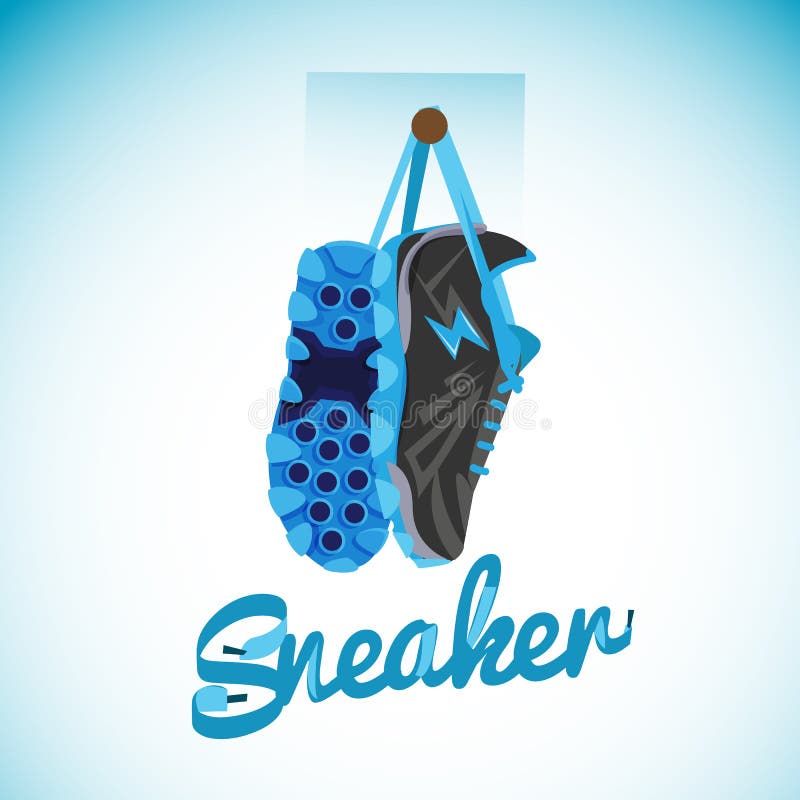 Hanging Sneakers with typographic design - vector