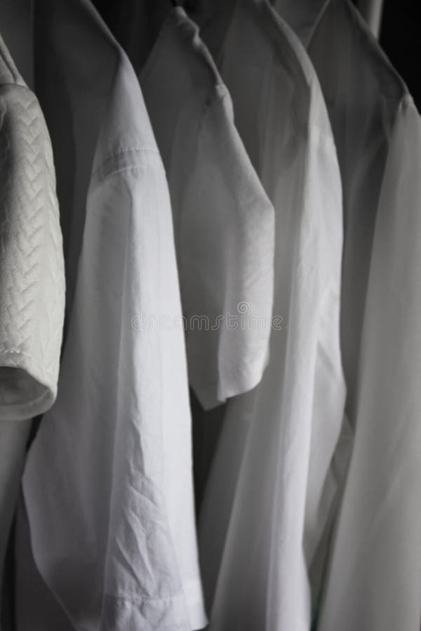 Hanging White Fresh Washed Clothes Stock Photo - Image of dress ...