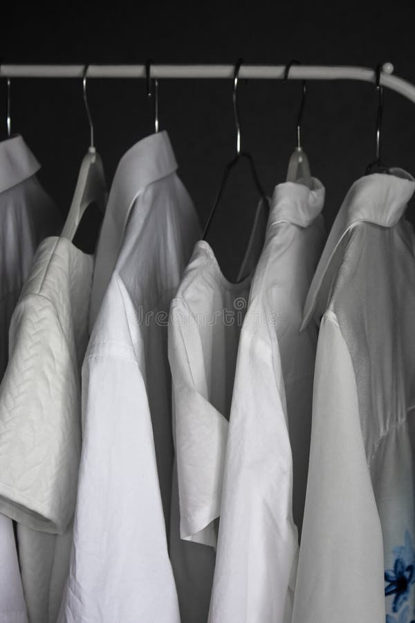 Hanging White Fresh Washed Clothes Stock Image - Image of collection ...