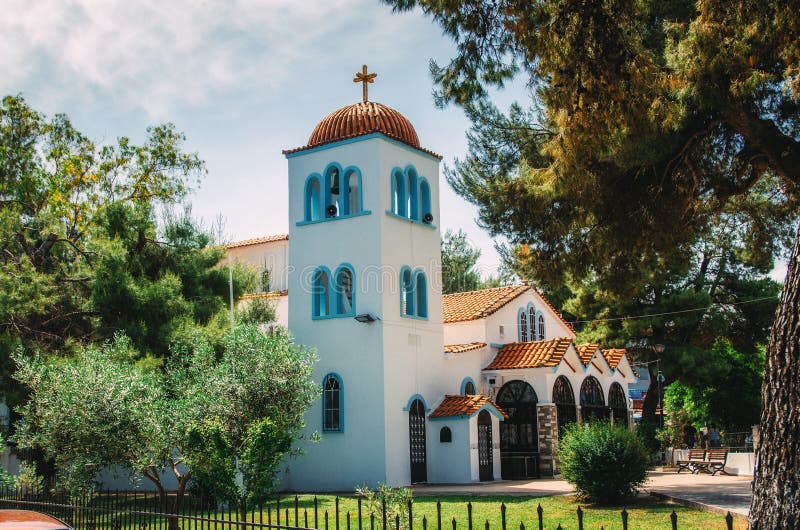 Hanioti orthodox church on Kasandra penisula. Halkidiki, Greece.
