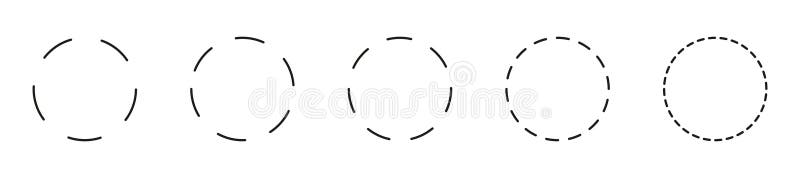 Dashed circle flat icon. Broken rings. Dotted ring symbol. Simple dashed round lines. Round cut line. stock illustration