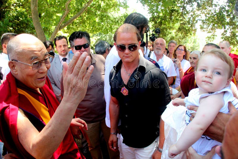 His Holiness the XIV Dalai Lama Tenzin Gyatso photographed in Pomaia (Pisa, Italy) during the conference Lama Tsong Khapa Institute. His Holiness the XIV Dalai Lama Tenzin Gyatso photographed in Pomaia (Pisa, Italy) during the conference Lama Tsong Khapa Institute