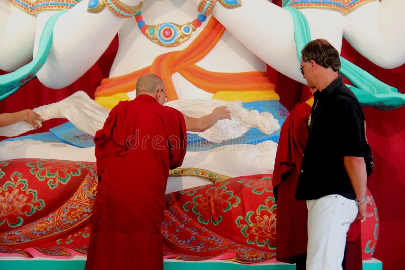 His Holiness the XIV Dalai Lama Tenzin Gyatso photographed in Pomaia (Pisa, Italy) during the conference Lama Tsong Khapa Institute. His Holiness the XIV Dalai Lama Tenzin Gyatso photographed in Pomaia (Pisa, Italy) during the conference Lama Tsong Khapa Institute