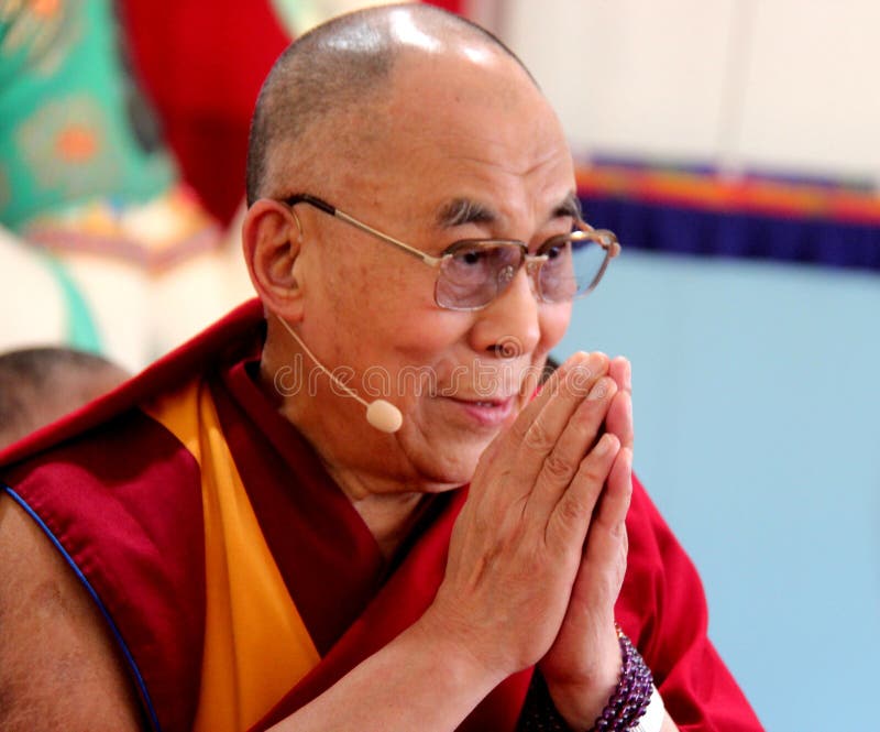 His Holiness the XIV Dalai Lama Tenzin Gyatso photographed in Pomaia (Pisa, Italy) during the conference Lama Tsong Khapa Institute. His Holiness the XIV Dalai Lama Tenzin Gyatso photographed in Pomaia (Pisa, Italy) during the conference Lama Tsong Khapa Institute