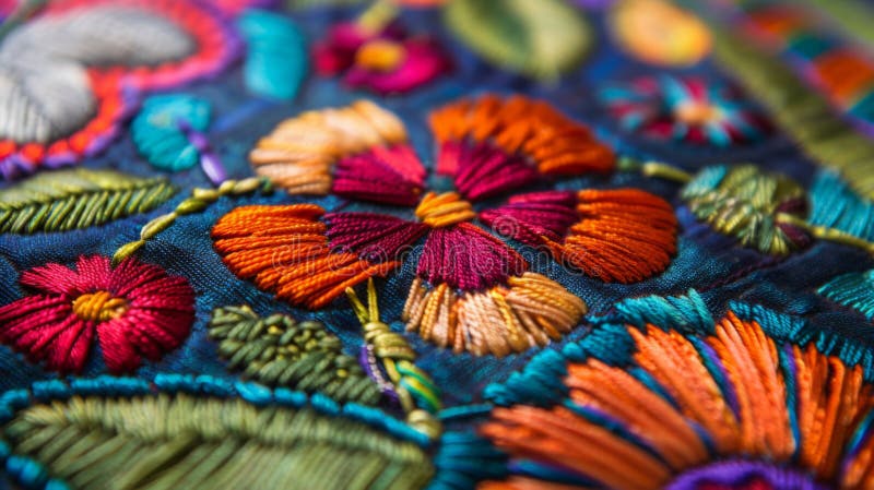Hantverksmässig variation i broderimönster. arkivbilder