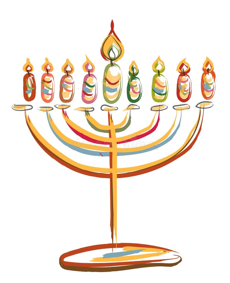 Jewish candle. Color illustration of jewish candle for design isolated on white background. Jewish candle. Color illustration of jewish candle for design isolated on white background