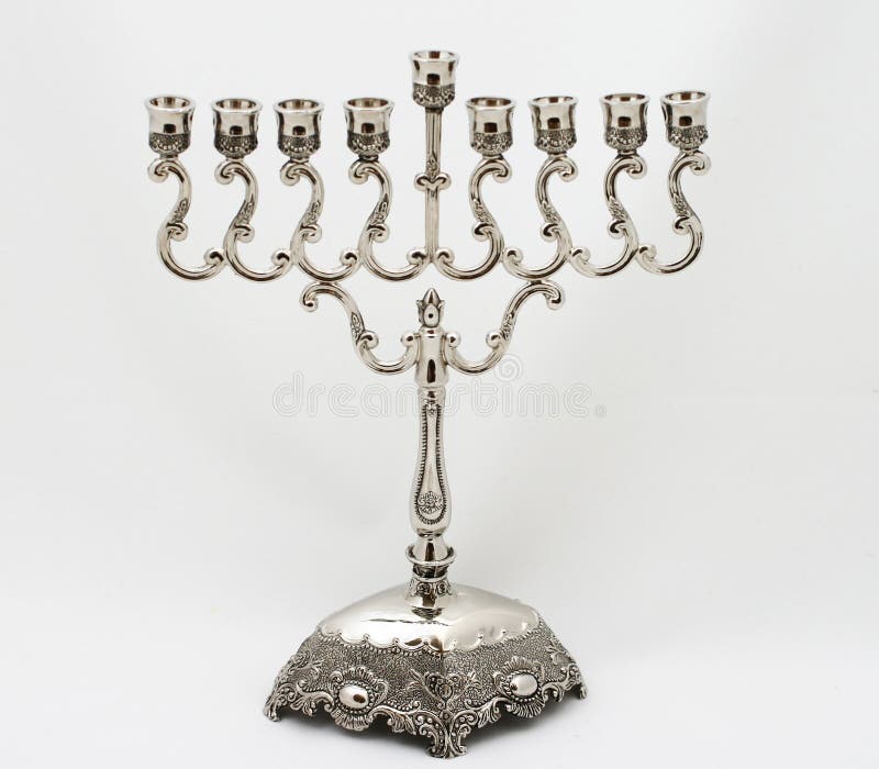 Hanukiah stock photo. Image of candle, silver, shamash 18187788