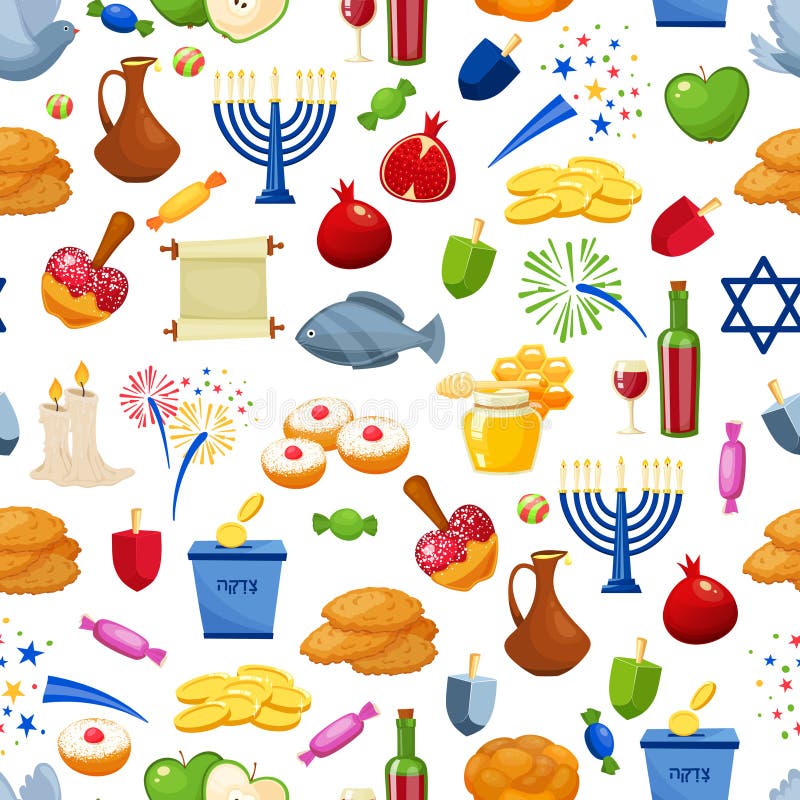 Hanukkah felice Priorità bassa senza giunte di vettore Illustrazione ebrea di festa di stile del fumetto illustrazione di stock Hanukkah felice Priorità bassa senza giunte di vettore Illustrazione ebrea di festa di stile del fumetto illustrazione di stock