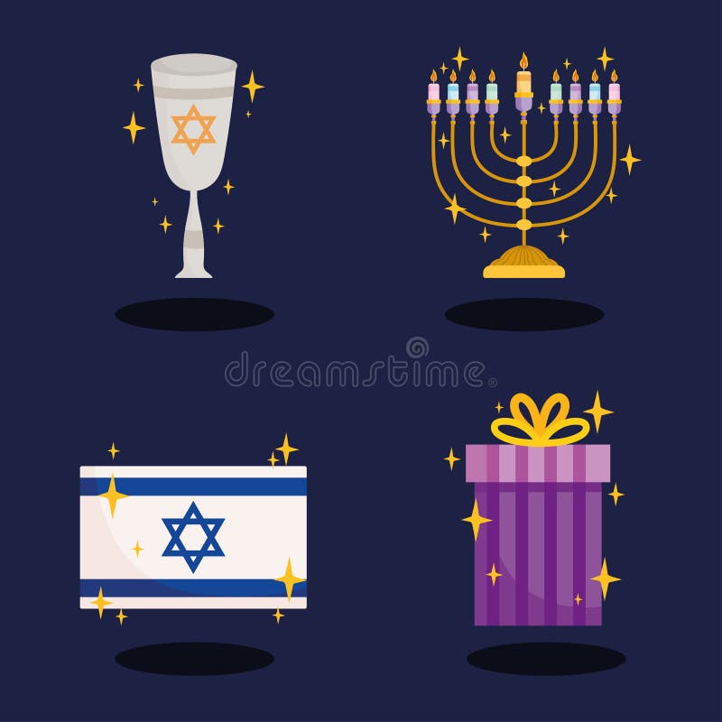 Hanukkah icon set stock illustration. Illustration of gift - 234947685