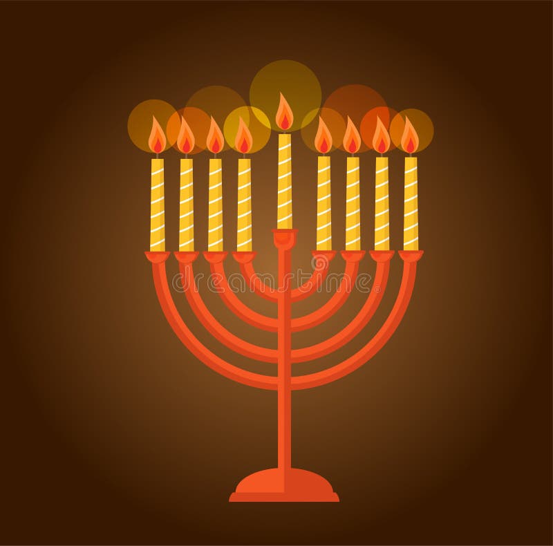 Hanukkah Greeting Banner , Jewish Holiday Symbols. Golden Hanukkah