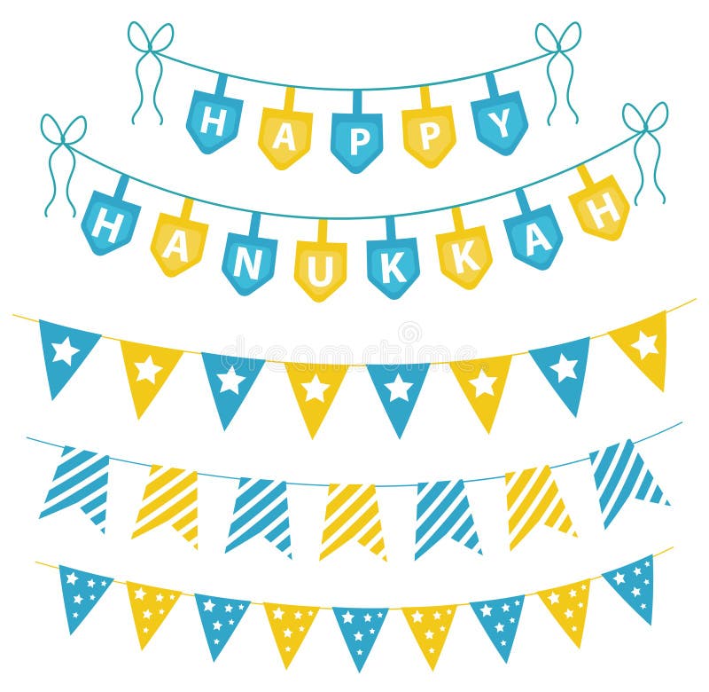 Hanukkah Set Garlands, Ribbons. Hanukkah Set for a Party Stock Vector ...