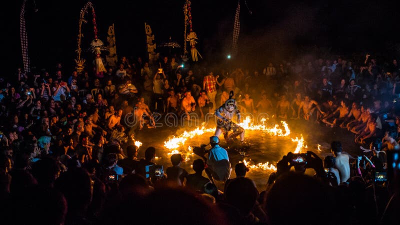 Hanuman being burned in Lanka, a Ramayana episode in Kecak dance stock image Hanuman being burned in Lanka, a Ramayana episode in Kecak dance stock image