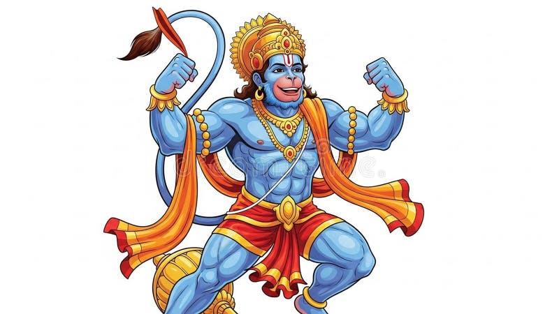 Hanuman Correndo com Gada Mitologia Hindu ilustração royalty free