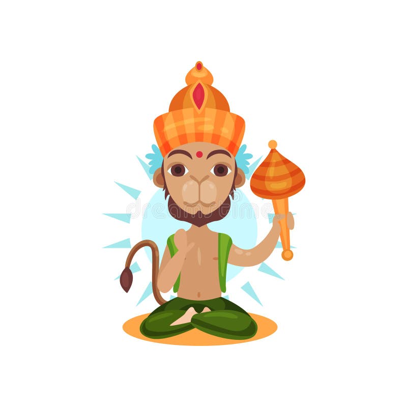 Hanuman Indian God, Leader of the Army of Monkeys Cartoon Vector  Illustration on a White Background Stock Vector - Illustration of clothing,  character: 126007571