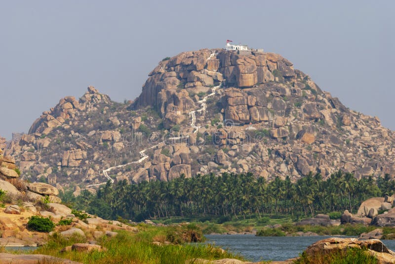 Hanuman temple atop Anjanadri hills, Hampi, Karnataka, India