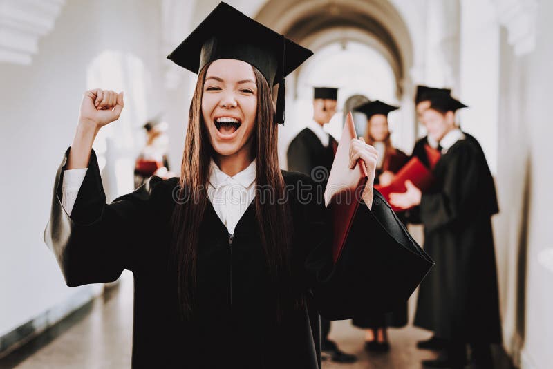 Happiness. Asian Girl. Graduate. Standing. Cap. stock photos Happiness. Asian Girl. Graduate. Standing. Cap. stock photos