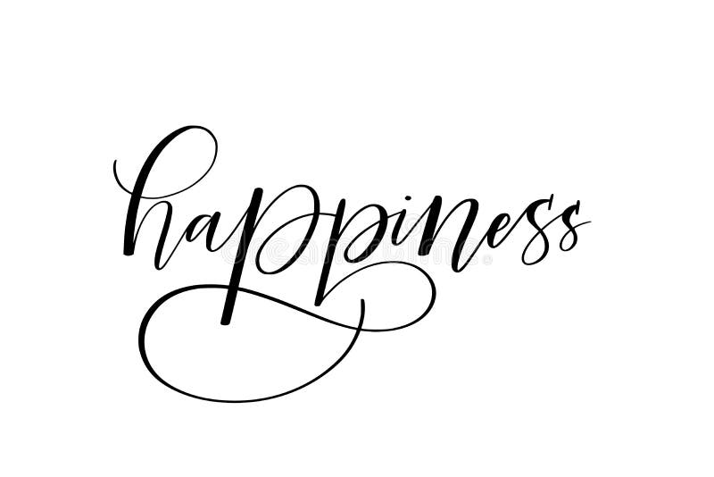 Happiness. Brush Lettering. Stock Vector - Illustration of font, quote ...