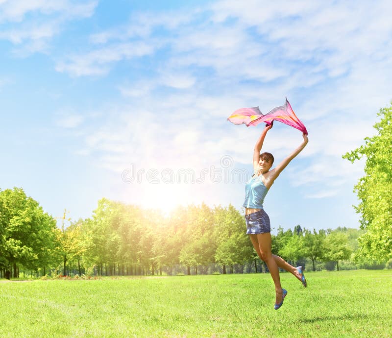 Happiness girl jumping