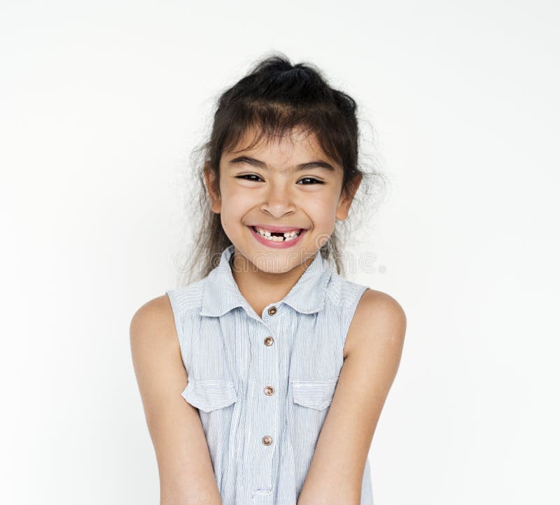 Happiness Little Girl Smiling Studio Portrait Stock Photo Image of