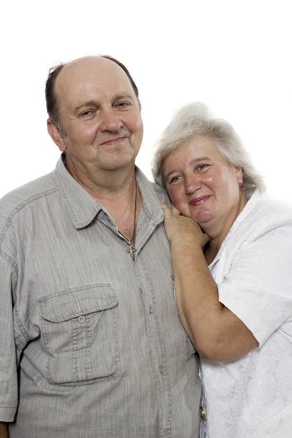 Close-up portrait of happy elderly couple. Joyful loving elderly couple stock images, royalty-free photos and pictures