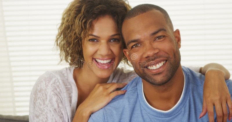 Happy African American Couple Smiling stock image