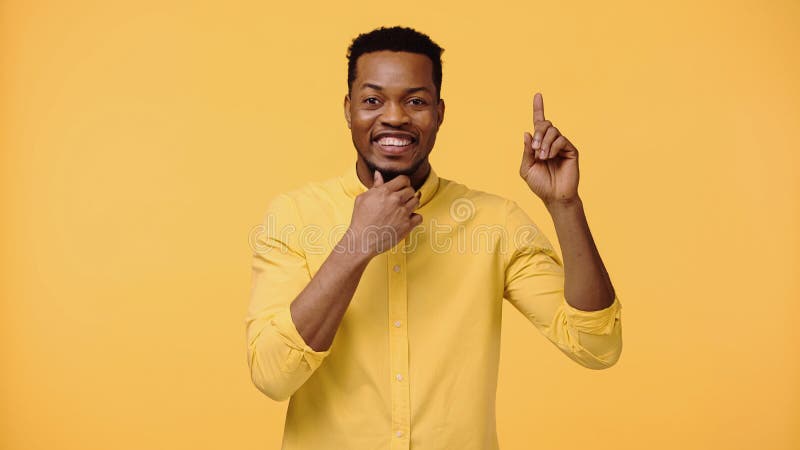 Happy African American Man Smiling While Stock Photo Image Of Minimal