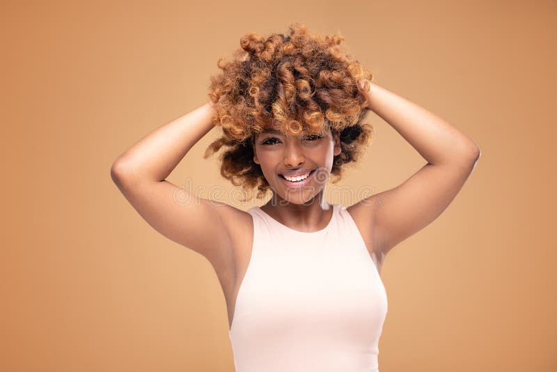 Happy Elegant African American Woman Smiling Beauty Female Portrait Stock Image Image Of