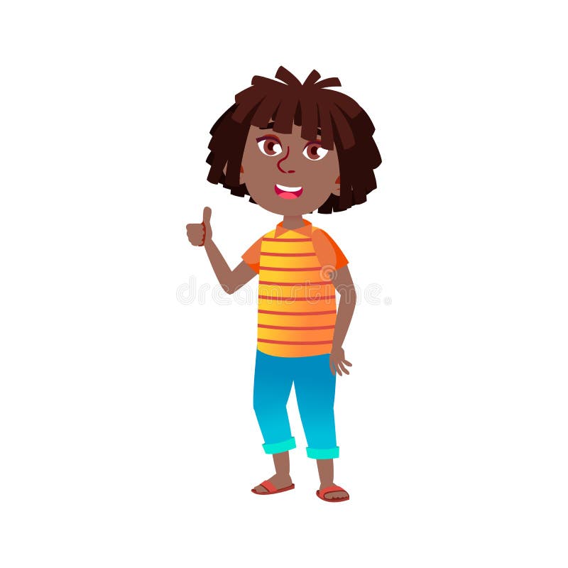 Happy African Girl Thumb Up To Best Friend in Gym Cartoon Vector Stock ...