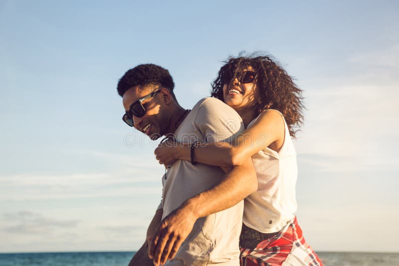 Happy afro american couple having fun together