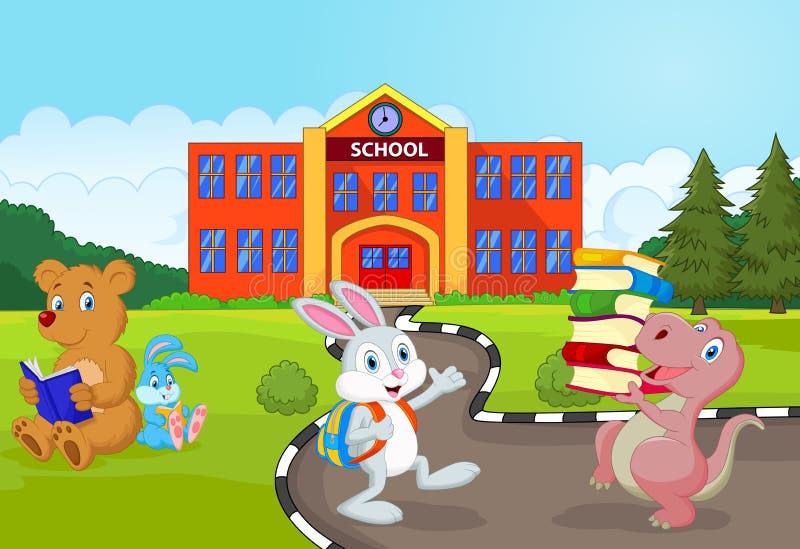 Happy Animal Cartoon Going To School Stock Vector - Illustration of friendship, educate: 50839967 Happy Animal Cartoon Going To School Stock Vector - Illustration of friendship, educate: 50839967
