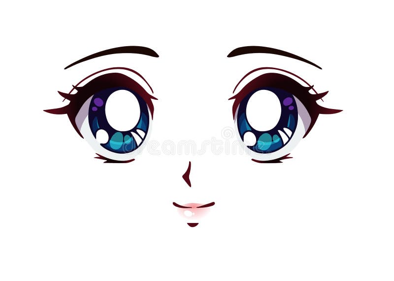 Sad anime face manga style closed eyes Royalty Free Vector