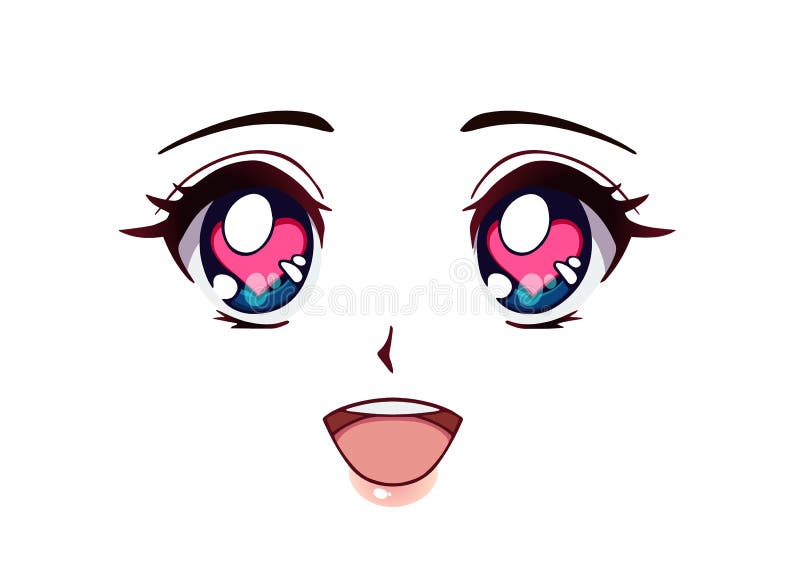Happy Anime Face. Manga Style Big Blue Eyes Stock Vector - Illustration of  drawing, eyes: 178755697